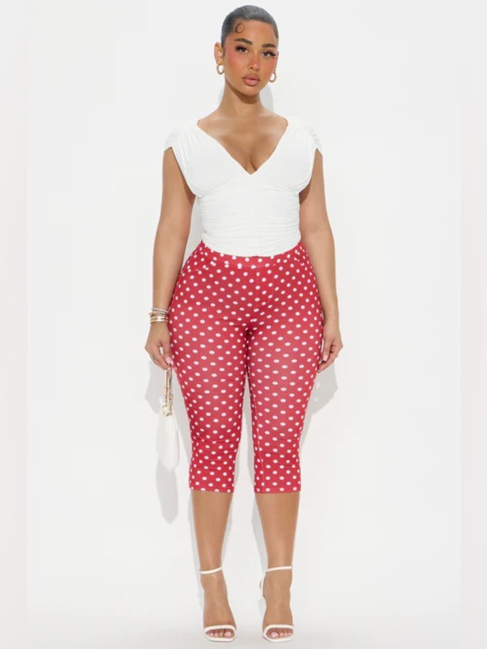 Polka Dot Red Crop Pants for Women